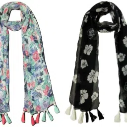 Printed Chiffon Women Multicolor Scarf, Stole, Fancy Scarf-image-41
