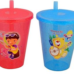 250 ml Kids Tumbler Set, 4 Pack – Plastic Kids Cups with Straws and Lids-1