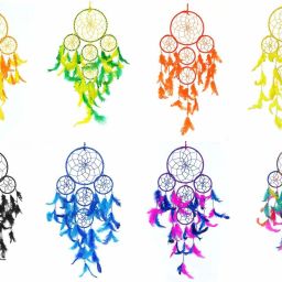 5 Rounds Wall Hanging Combo (Pack of 8) for Positive Energy and Protection (Big Size 55cm) - for Home/Office/Shop/Rooms Feather Dream Catcher-image-78