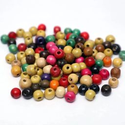 10mm Round Wooden Beads for Art & Craft,Jewellery Making MultiColor Pack of 100-image-54