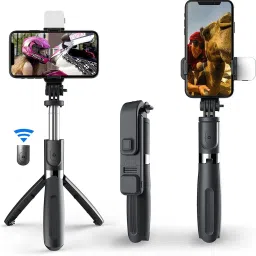 Rangwell Super price R1s Wireless Selfie Stick Stand Remote Flash Light All Smartphones Tripod Kit-25