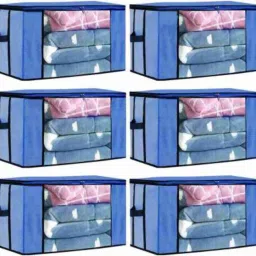 Tiarakrafts Underbed Organiser Non Woven Underbed Storage Bag/Organiser, Extra Large (BLUE) Poly-canvas Laundry Bag-picture-18