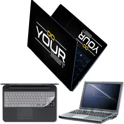 Techfit Full Body Laptop Skin with Screen Guard and Key Guard - Do Your Best on Black Combo Set-picture-16
