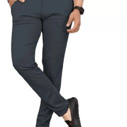 Men Slim Fit Grey Lycra Blend Trousers-image-20