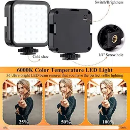 CHG Vlogging Kit for Video Making, Mic, Mini Tripod Stand, LED Light Monopod Kit image 2