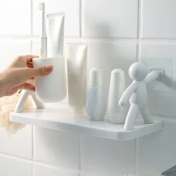 Self Adhesive Multi-Purpose Wall Hanging Humanoid floating Shelf 1.857 Plastic Wall Shelf-0