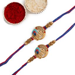 Religious Rakhi Set (1 Om Rakhi for Brother, 1 Premium Shri Rakhi Assorted Rakhi Set-17