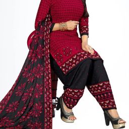 Unstitched Crepe Salwar Suit Material Printed-image-100