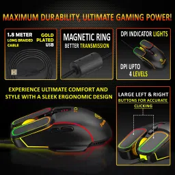 SWAPITECH RGB Fighter ST-MWG-01 DPI Upto 8800 7D Fully Programmable Buttons Wired Ambidextrous OpticalGaming Mouse image 4
