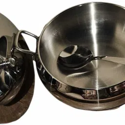 Pack of 3 Stainless Steel STAINLESS STEEL SERVING BOWL WITH LID WITH SERVING SPOON Dinner Set-2