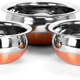 Steel Copper Bottom Kitchen Serving, Cooking Bowl Steel Handi | Biryani Handi D1 Bowl Serving Set-picture-28