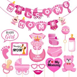 Baby Girl Welcome Home Decoration Kit for Baby Shower/Welcome Party(Pack of 16)-image-73