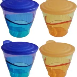 (Pack of 4) Eleganza Tumbler (Each 290ml, 2Blue, 2Orange Pack of 4) Glass Set Water/Juice Glass-image-8