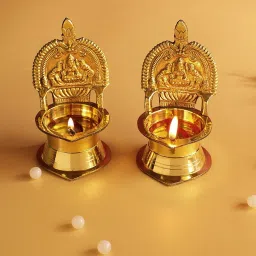 Kamakshi Devi Brass Oil Deepam/Diya for Pooja|Mandir| Diwali Festival Decoration Brass (Pack of 2) Table Diya-image-65