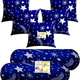 Combo Set Of 5 Cushion And 2 Microfibre Nature Bolster Pack of 7-image-90