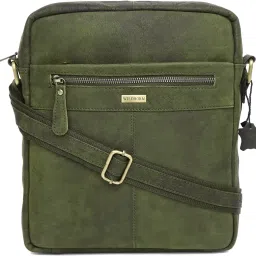 Green Men Messenger Bag Leather Sling Messenger for Men-18
