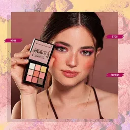 aepruy 9 Color Matte & Shimmery Pigment EyeShadow with Blush,Highlighter and Contour image 2