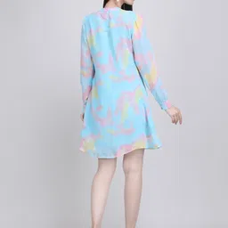 the behruz theory Women Fit and Flare Blue Above Knee/Mid Thigh Length Dress-picture-22