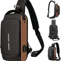shreeshayamtrader Random Colour Slim Corssbody Sling Chest Backpack Men's Shoulder Bag Small Travel Bag - Small-picture-27