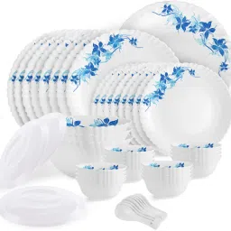 Pack of 47 Opalware Dazzle Series Blue Swirl Crockery Set | Dishwasher Safe | Light-Weight Dinner Set-26