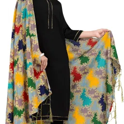Pure Silk Printed Multicolor Women Dupatta-8