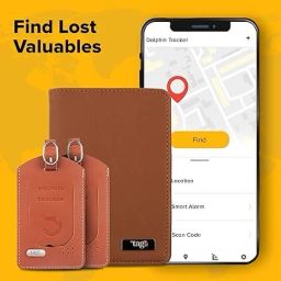 tag8 Dolphin Smart Passport Case (Tan) & Dolphin Smart Bag Tracker (Tan) Location Smart Tracker image 4