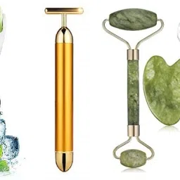 Jade Roller100% Natural Stone, T-Massager, 3D Massager, Ice Roller Massager-image-27