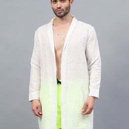 la intimo Coastline Drape Knee length Striped Men Swim Top White, Green Swimsuit-picture-9