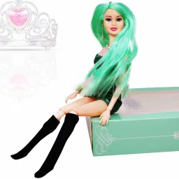 Adorable Green Foldable Hands & Legs Party Doll with Beautiful Accessories-40