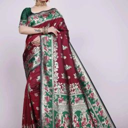 Self Design, Geometric Print, Printed Kanjivaram Jacquard Saree-27