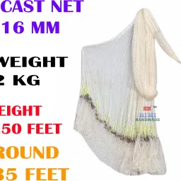 CAST NET 16 MM WEIGHT 2 KG ROUND 35 FEET Aquarium Fish Net-picture-24