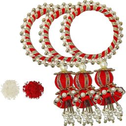 Lumba 3 CHUDA FOR BHABHI Kundan, Mauli Thread Rakhi, Lumba, Chawal Roli Pack, Greeting Card Set-24