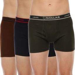 Pack of 3 Dollar Lehar Mens Combed Cotton Trunk - Pack of 3 - Actual Colour May Vary Solid Men Trunk-12