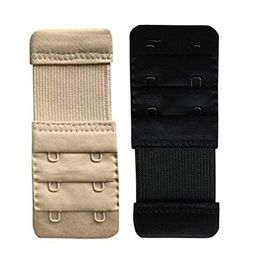 lpx � Bra Hook Extender-2 Hook - 3 Rows (with Extra Elastic) Save Your Bra Increase (Black,Beige (Pack of 2)) image 1