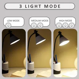 akr Powerful Rechargeable Desk lamp with Pen & Mobile Holder 3 Dimmable Lights Mode Table Lamp image 2