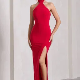 Women Bodycon Red Maxi/Full Length Dress-image-1