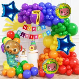 Cocomelon Theme 7th Birthday Decoration Kit for Girls Multicolor Balloon, Banner-image-18