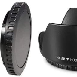 SUPERNIC 58mm Reversible Tulip Flower Lens Hood & Rear Lens Cap & Body CapLens Hood-image-64