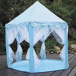 babygo Prince Princess Castle Theme Play Tent with Mosquito Net Design for Kids (Blue)-picture-27