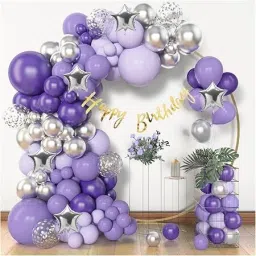 Purple Birthday Party Decoration Set.-19