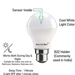 auto-on 9 W Motion Sensor Round B22 LED Bulb image 4