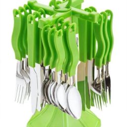 Royal Green Cutlery Set / Spoon Set / Spoon Stand / 24 - Pieces Cutlery set Stainless Steel, Plastic Cutlery Set-20