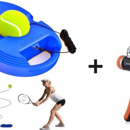 Home Gym Exercise Combo of Hand Gripper with Tennis Trainer Rebound Ball Tennis Kit-image-1