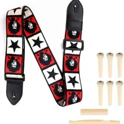 Guitar Strap with Guitar Saddle & Nut and Bridge Pins Set for Acoustic Guitar Nylon, Polyester Strap-picture-37