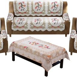 Cotton Floral 3+2 Seater Sofa Cover-image-10