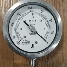 japsin instrumentation Vacuum Gauge, 4" Dial, -760 Inhg to 0 / -30 InHg to 0, Bottom Entry, 1/2" BSP(M) Dial Indicator image 3
