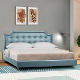 casacraft from pepperfry Modern Upholstered Queen Size Bed In Grey Color-picture-43
