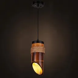 Areezo Wooden Bamboo Ceiling Light Brown Color (Bulbnot Included) Pack Of 1) Pendants Ceiling Lamp-11