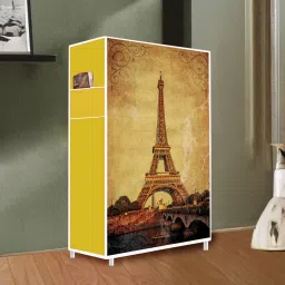 flipkart perfect homes studio 4 Shelf Eiffel Tower Purple Printed PP Collapsible Wardrobe image 2