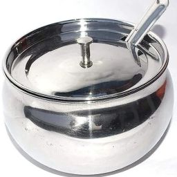 Stainless Steel Ghee Oil Pot with Spoon for Kitchen Storage Container (250 ml) Container Serving Set-31